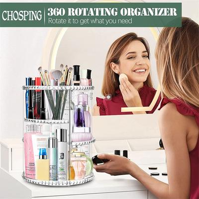 Organizer per trucco rotante da 360°, regolabile, durevole, per cosmetici, cura della pelle, profumi, per il bagno e la cassettiera