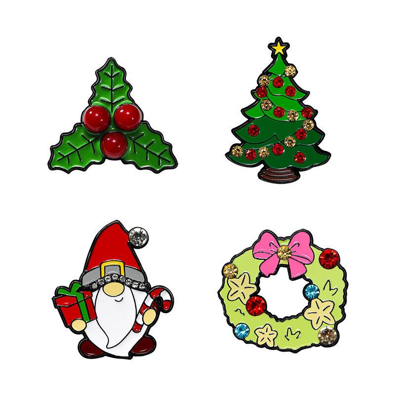 Christmas brooch Christmas perimeter cartoon Christmas tree Santa Claus holiday decoration point diamond costume