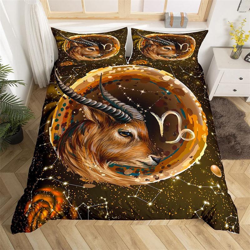 Girls Virgo Duvet Cover Set Twelve Constellation Bedding Set Child Room Decor Galaxy Quilt Cover Starry Sky Animals Pillowcases