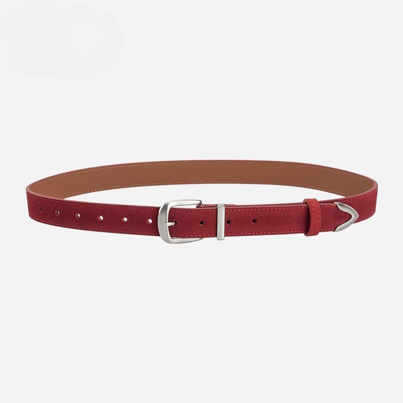Genuine Leather Women's Belt Reverse Velvet Matte Retro Korean Style Fashionable Versatile Skirt Jeans Belt Women's