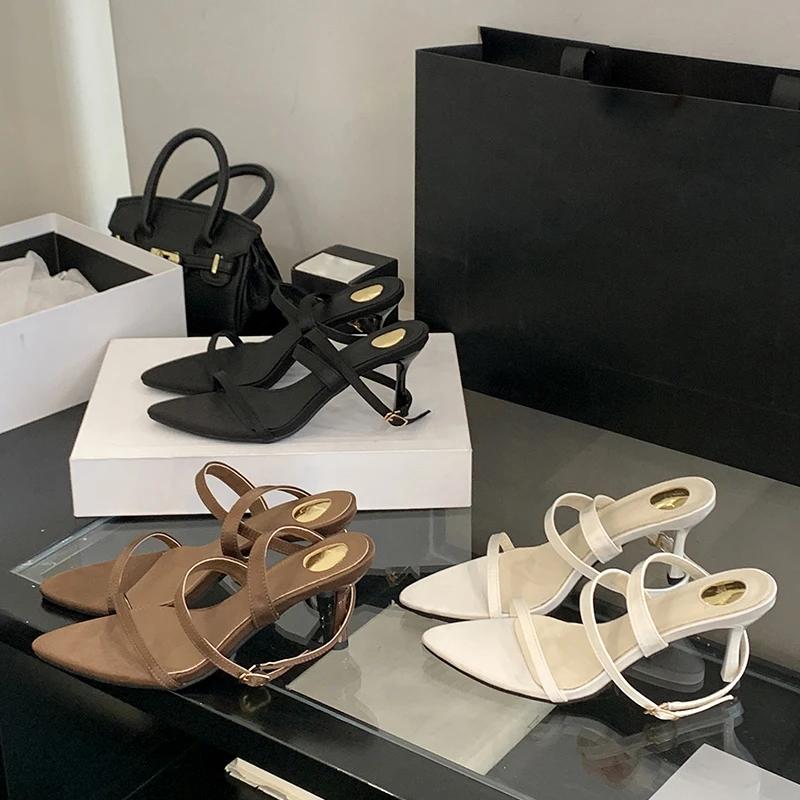 Eilyken Summer Street Style Women Sandals Pointed Toe Ankle Buckle Strap Thin Low Heels Banquet Prom Female Shoes