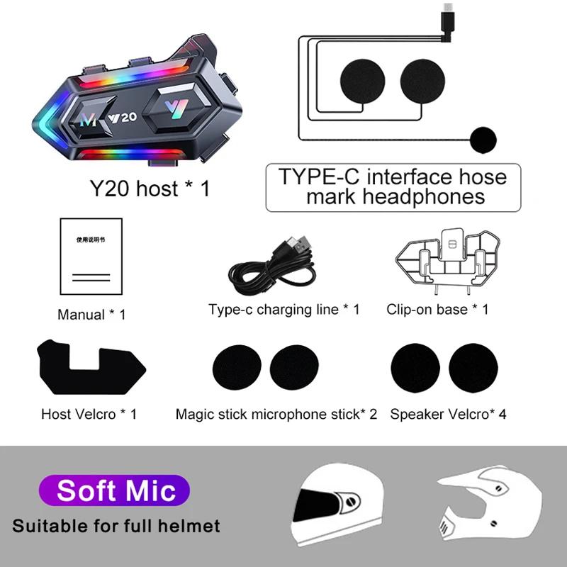 Kebedumei Motorcycle Helmet Headset Wireless Waterproof Roise Reduction Hands Free BT5.3 Earphone With Ambient Light Headphone