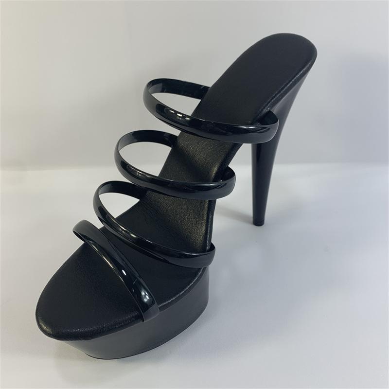 Pantofi de damă Sandale din dantela cu gură de pește transparentă Toc subțire Toc înalt Pantofi de dans 15 cm Toc 5 cm Platformă YKC