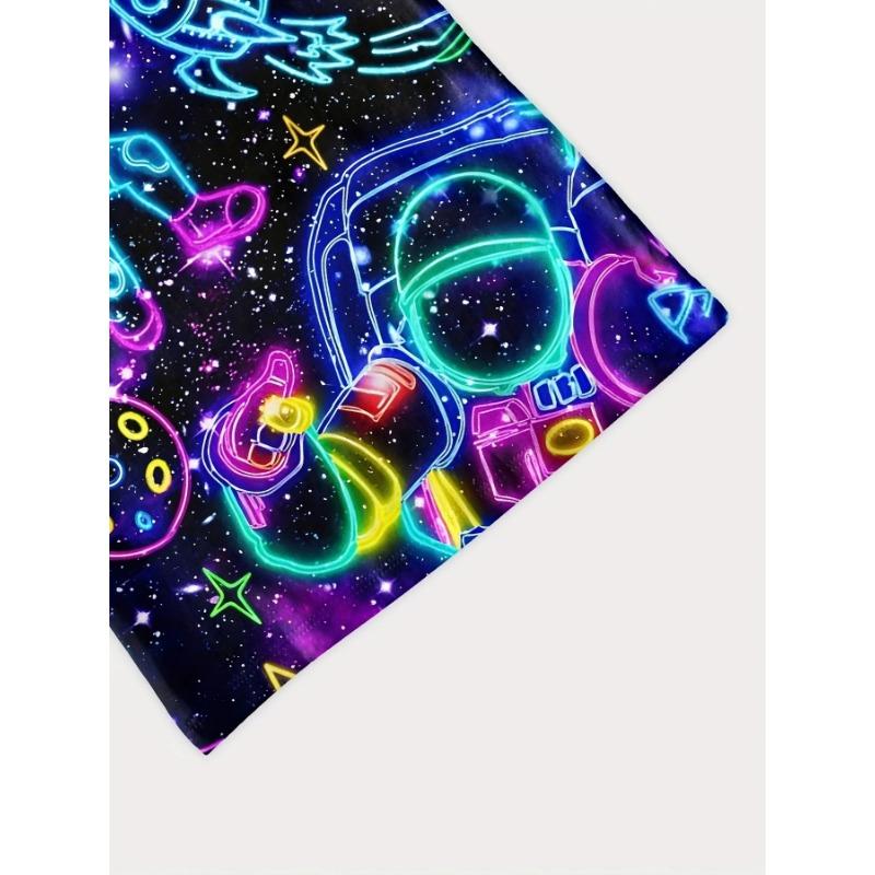 Children's Color Astronaut 3D Digital Printing Summer Boys' Comfortable Casual Versatile Short-Sleeved T-Shirt Shirt Random Colo