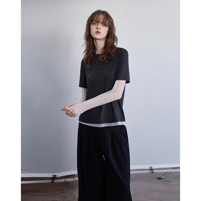 

Demana Women s Linen Blend Color Block Long Sleeve T-Shirt L