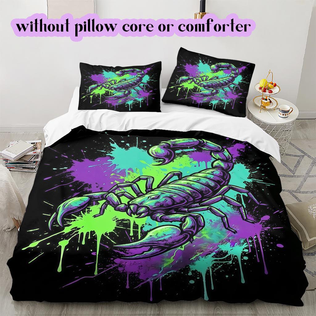 Splashing Ink Death  Pattern Bedding Quilt Set Quilt Cover Pillowcase Home Decoration Birthday Gift (1 * Duvet Cover + 2 * Pillowcase, Without Core)