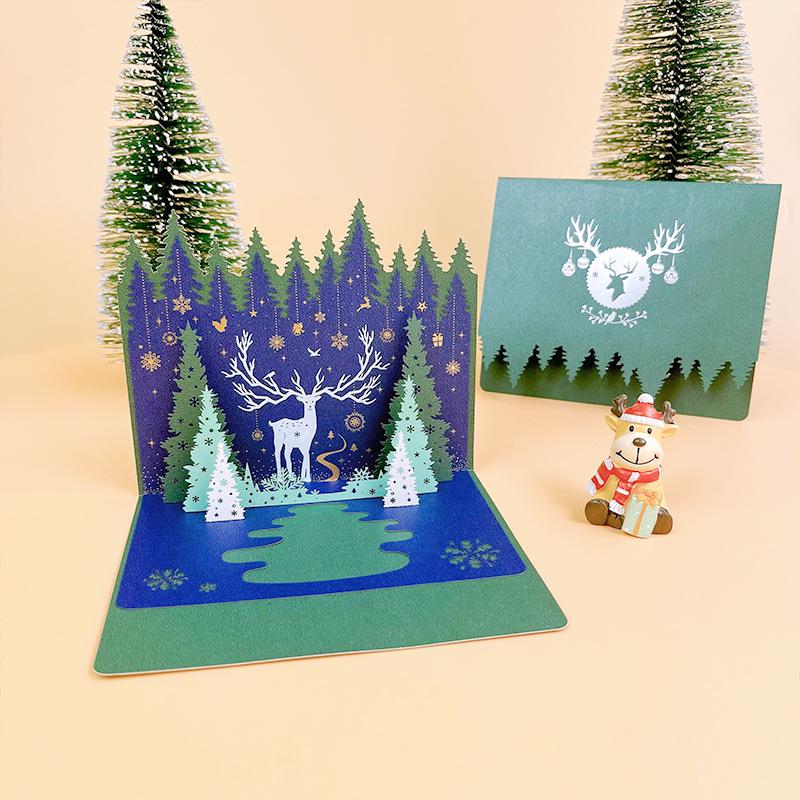 3D Christmas Tree Greeting Card for New Year - Festive Blessings for Friends