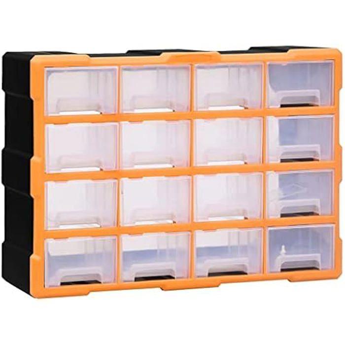 Organisateur multi-tiroirs - VIDAXL - 52x16x37 cm - Bois - 16 tiroirs - Bureau contemporain