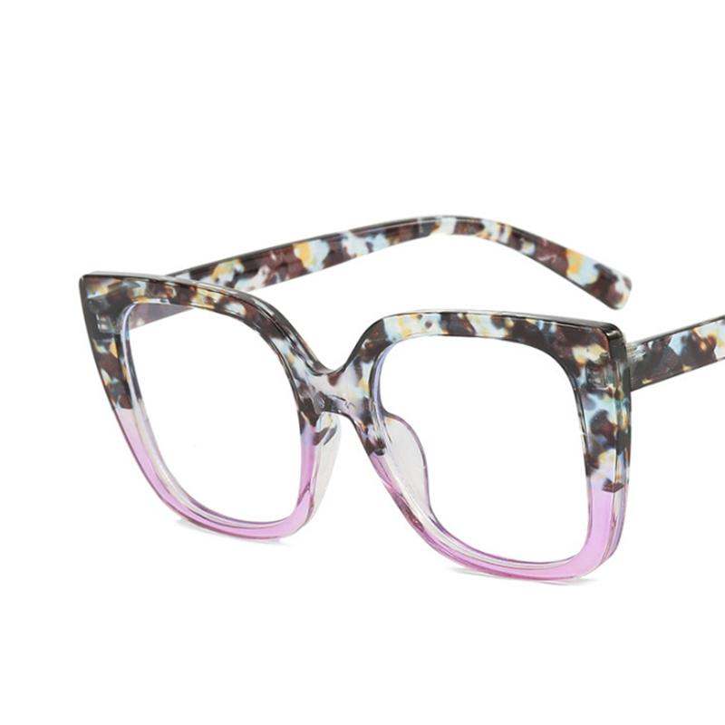 Oversize Square Frame Clear Lens Glasses Colorful Leopard Myopia Nerd Spectacles Degree -0.5 -1.0 -2.0 -3.0 -4.0 To -6.0