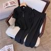 Plus Sizepolo Collar Short Sleeved T-shirt Top Wide Leg Pants Two-piece Set Elegant Women's Casual Temperament Set