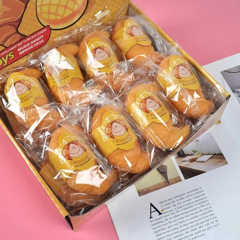 Croissant Bread Stress Toy Lifelike Food Squishies Toy Stress Relief Fidget Toy for Kids & Adults Tricky Funny Squeeze Gifts