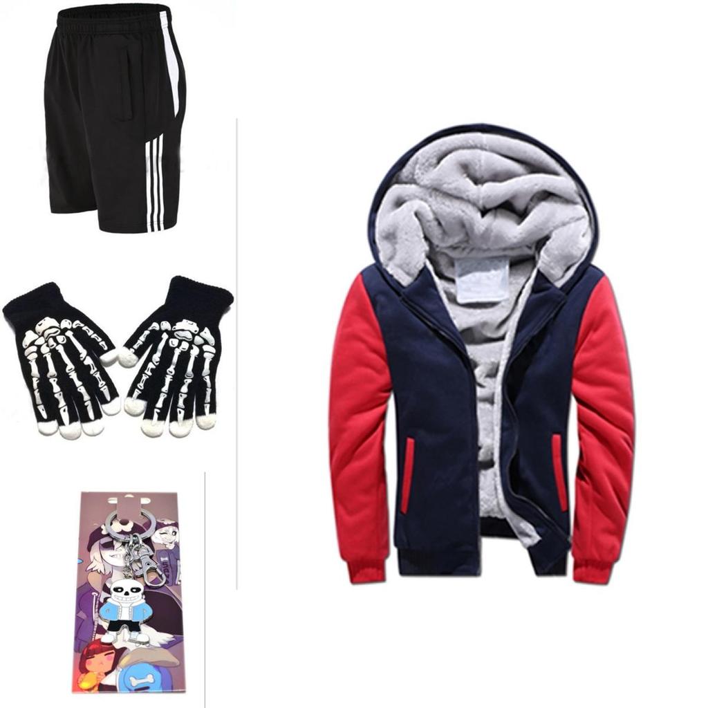 Undertale Sans Cosplay Set Hoodie Shorts Long Socks Mask Gloves Keychain**