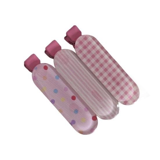 3Pcs Women Hairpin Plaid Dots Stripes Pattern Flat Hair Clip Non-pulling Hairpin Parent-child Hair Accessories