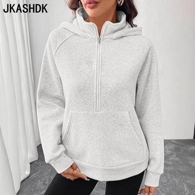 Damen-Kapuzenpullover und Sweatshirts mit modischem, lässigem, einfarbigem Druck und langen Ärmeln