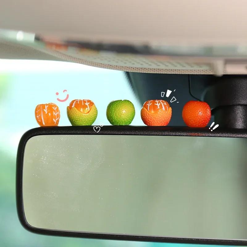 Orange Car Adorn Simulation Orange Mini Car Center Console Ornament Rearview Mirror Cute Interior Auto Decorative Accessories