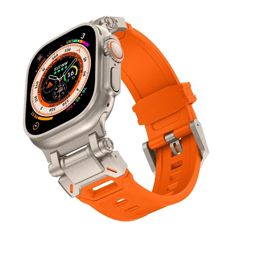 Soft Strap for Apple Watch Ultra 2 Band 49mm 45mm 44mm 42mm Metal Stainless Steel Connector TPU Bracelet Iwatch 9 8 7 6 SE 5 4