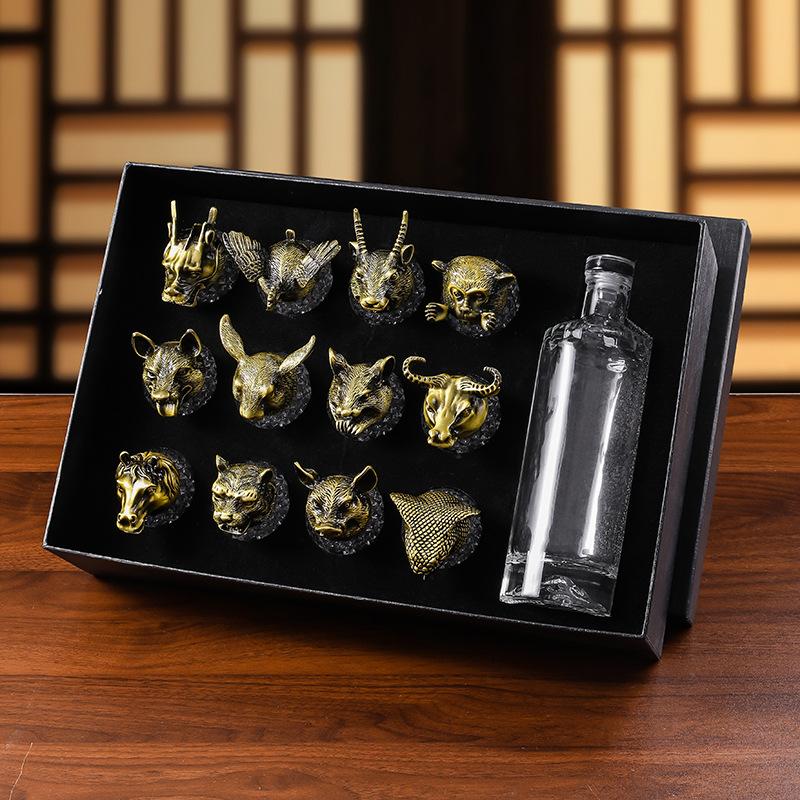 Zodiac Wine Set Baijiu Cup One Cup Strong Glass Wine Crystal Glass Small Wine Glass 1 Two Cups Can Be