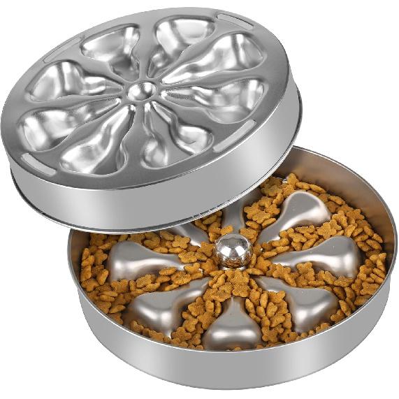 Slow Feeder Dog Bowls – Stainless Steel Non-Slip Metal Bowl for Slow Feeding, 5 Cups Large Capacity, Double-Sided Design for Dry, Wet, or Raw Food,