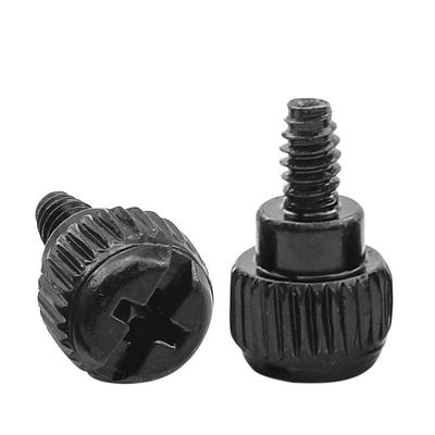 Black Knurled Round Head Thumb Screws for Computer Case Side Panels M6-32*5
