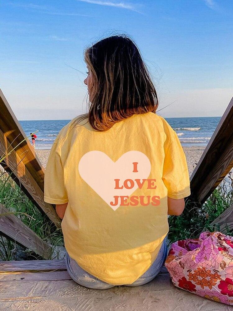 Женская хлопковая одежда с принтом «Я люблю Иисуса» — фото 5