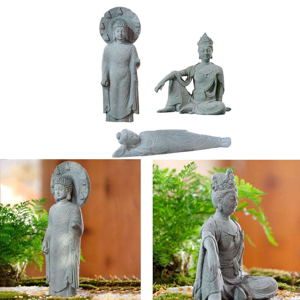 Fish Tank Buddha Meditating Sculpture Home Decor Wide Application Smooth Surface Unique Scenery Fine Workmanship for Yoga Room