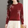 Winter Women's Wool Sweater  Crew neck Printed Wool Sweater Soft Warm Knit Pullover