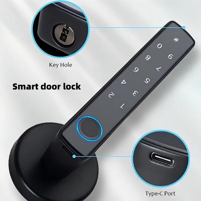Intelligentes Fingerabdruck-Türschloss Schlüsselloser Zugang - Bluetooth-Fernbedienung, Auto-Lock Heimsicherheit für Tastatur/App (Schwarz)