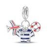 S925 Silver Summer Travel Cocktail Charm Pendant Handmade DIY Beaded Jewelry Accessories