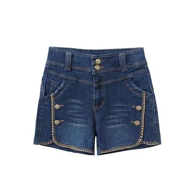 Shorts en denim droits de plage pour femmes, printemps et été, stretch, grande taille, fins, taille haute, couleur unie