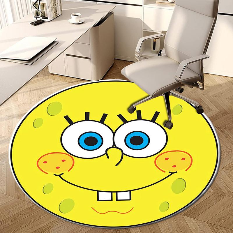 1pc SpongeBob SquarePants Round Carpet, Made of Polyester,Perfect for Decorating Office Chairs, Living Rooms,fplt176