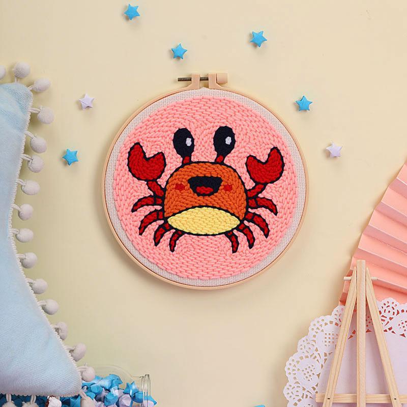 Russian DIY Punch Needle Embroidery Kit: Includes Yarn, Needle, Latch Hook, & Hoop for Knitting & Ornament Crafting