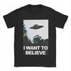 The X Files Movie  T-Shirts Men  I Want To Believe Novelty 100% Cotton Tee Shirt Crew Neck Short Sleeve T Shirts Printed Clothes