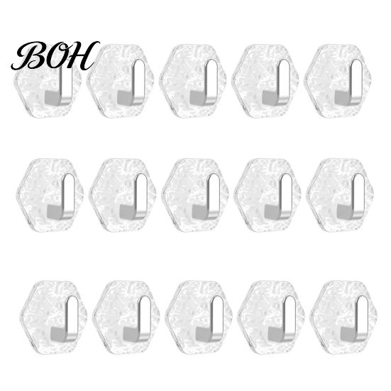 Acrylic Hexagon Hooks Adhesive Hooks, Hexagonal Wave Shape, No Drilling Easy Dorm Room Wall Installation Hook, Modern Style Clear for Bathroom Kitchen