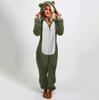Women's Fashion Fleece-Lined Thickened Fleece Hooded Pyjamas With Zip-Up Onesie
