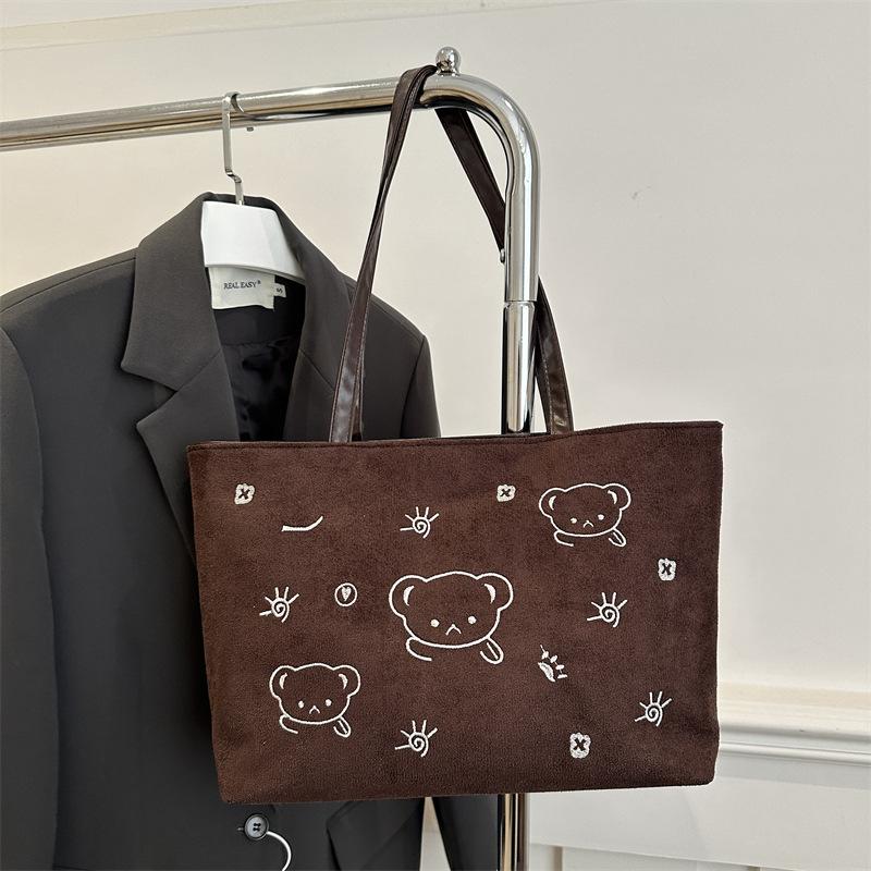 

Новая вышивка мультяшная на плечо большая вместимость студенческая сумка-тоут универсальная на плечо женская сумка для класса