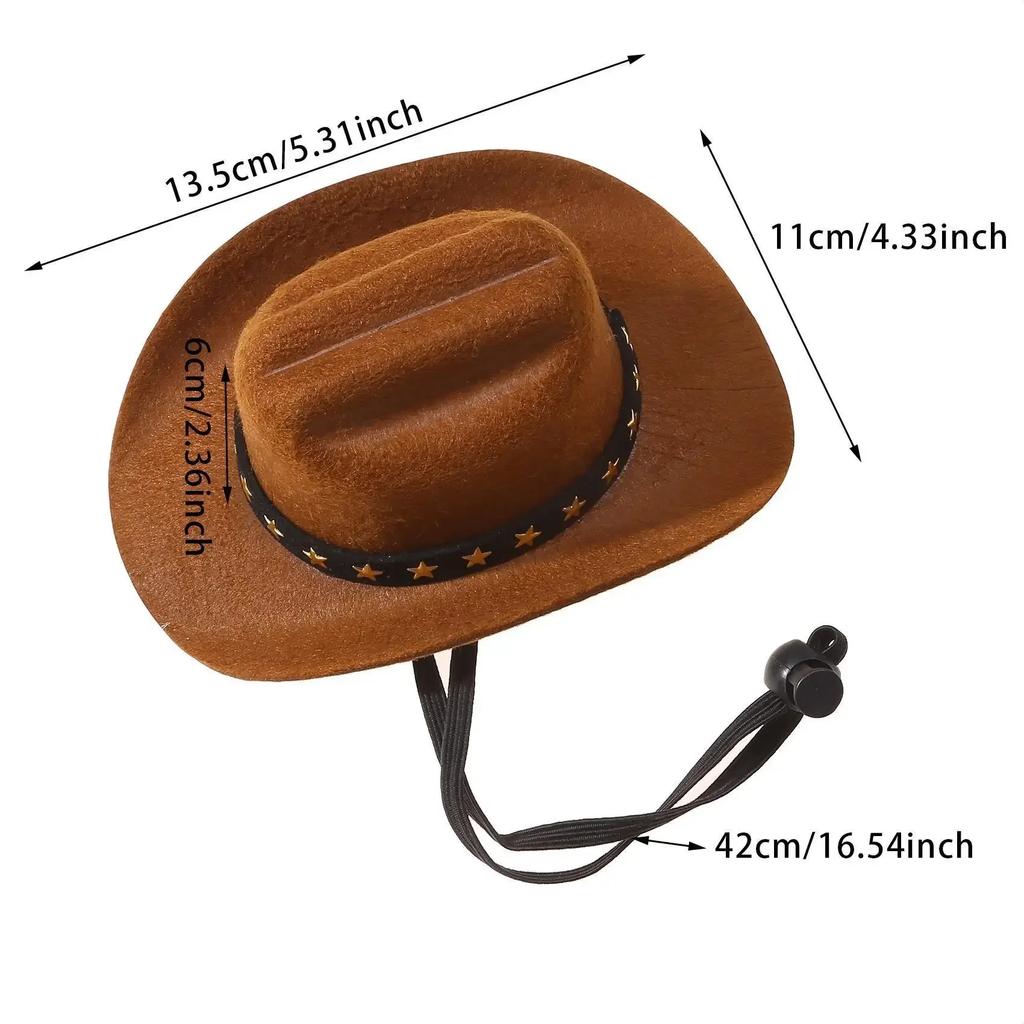 Dog & Cat Clothing Cowboy Style Star Pet Hat with Chin Strap