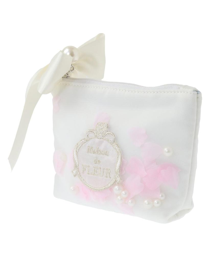 Maison de Fleur Marie Blütenblatt Perlenbeutel, Off-White, Damen