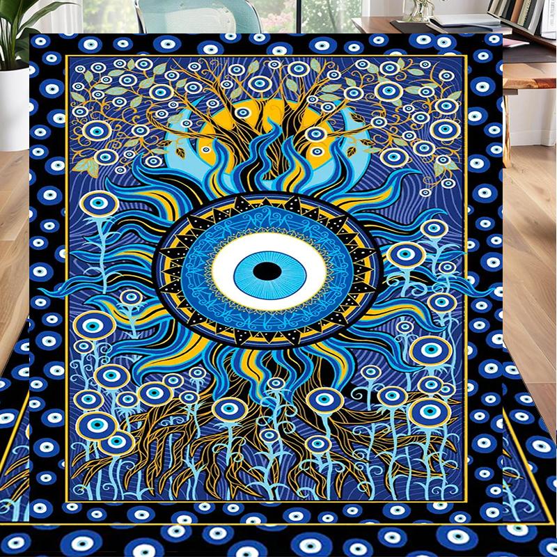 The Turkish Evil Eye Office Rug Chair Mat, Entryway Carpet, Suitable for Front Door, Bedroom, Living Room, Desk, Holiday Gift