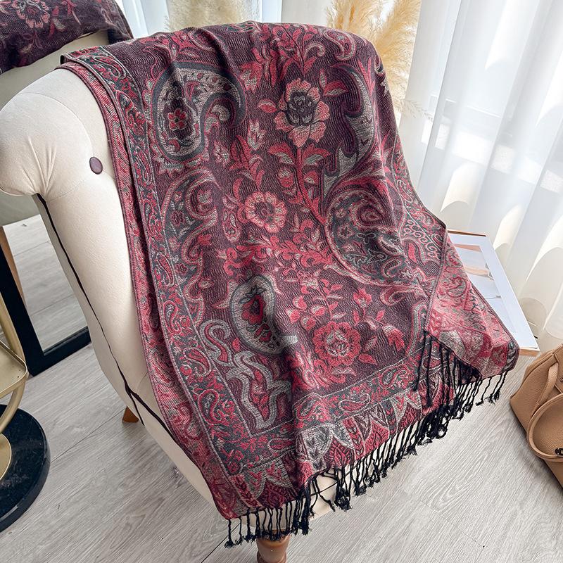 Ethnic Shawl Women's Scarf Scarf Jacquard Cashew Fringe Women's Long Scarf Shawl,Warm Scarf Shawl Outerwear