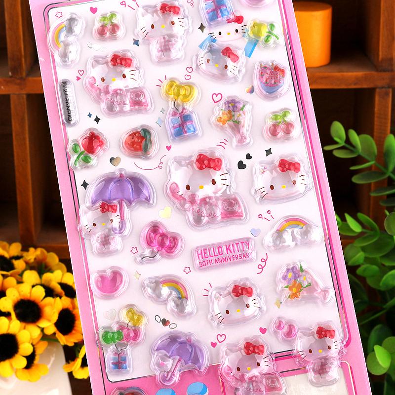 Sanrio Hello Kitty 3D Relief Sticker Scrapbooking Cartoon Girls Diy Diary Phone Case Laptop Luggage Stickers Stationery Decals
