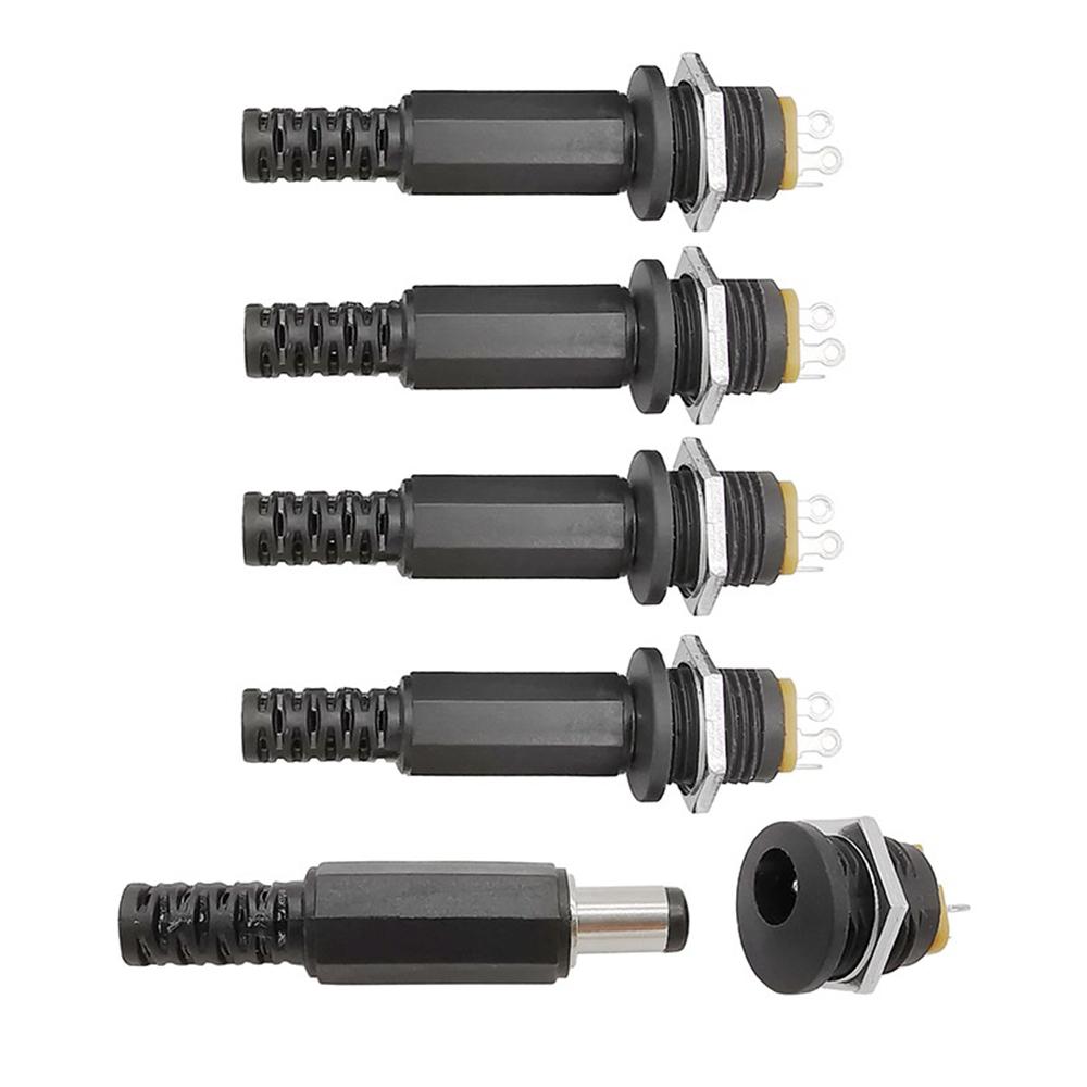 STONEGO 12V 3A DC Power Connector Panel Mount Female Jack Socket with Plastic Male Plugs, Screw Nut 5.5 X 2.1mm