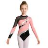 Body da ballo per bambina, a maniche lunghe, con decorazione con strass lucidi, a maniche lunghe, per abbigliamento da ginnastica