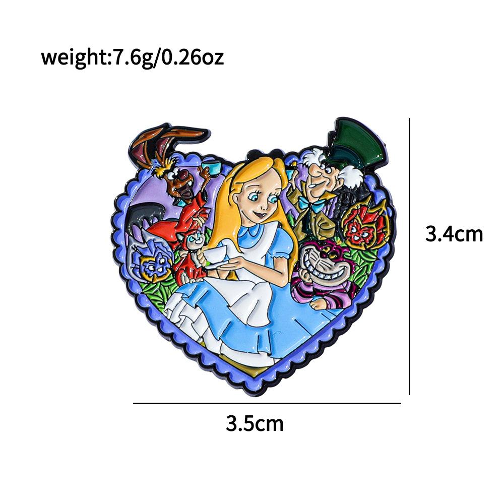 Милая Личность Алис в Стране Чудес Металлическая Значок Видео Анимация Сердце Сплав Брошь Аксессуары