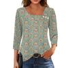 3/4 Sleeve Shirts For Women  Tees Blouses Casual Plus Size Basic Tops Pullover