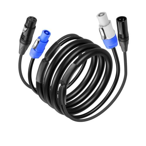 CERRXIAN 2M PowerCon Compatible DMX Extension Cable, 13AWG AC Power and DMX512 XLR Signal Integration Cable for Stage Lighting, Concerts, and Events