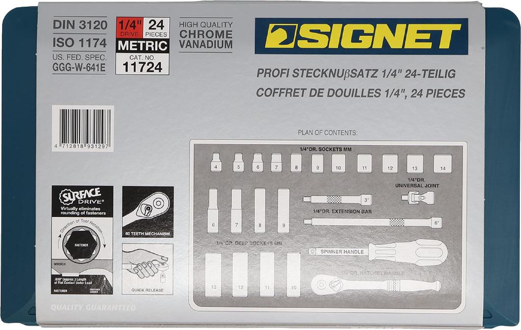 SIGNET Drive MM Socket Wrench Set 11724 1/4 24-Piece