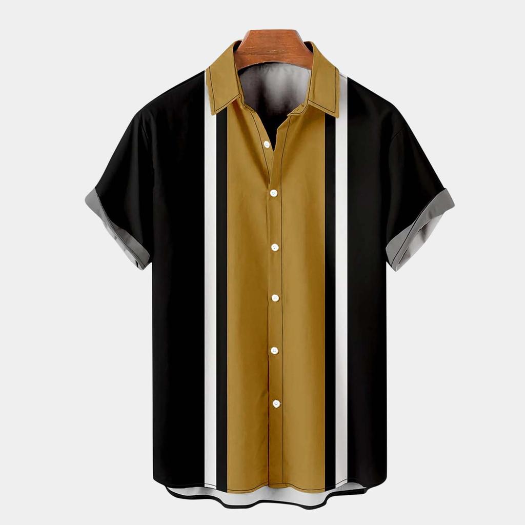 Summer Mens Cool Thin Breathable Lapel Collar Hanging Dyed Gradient Cotton Shirt
