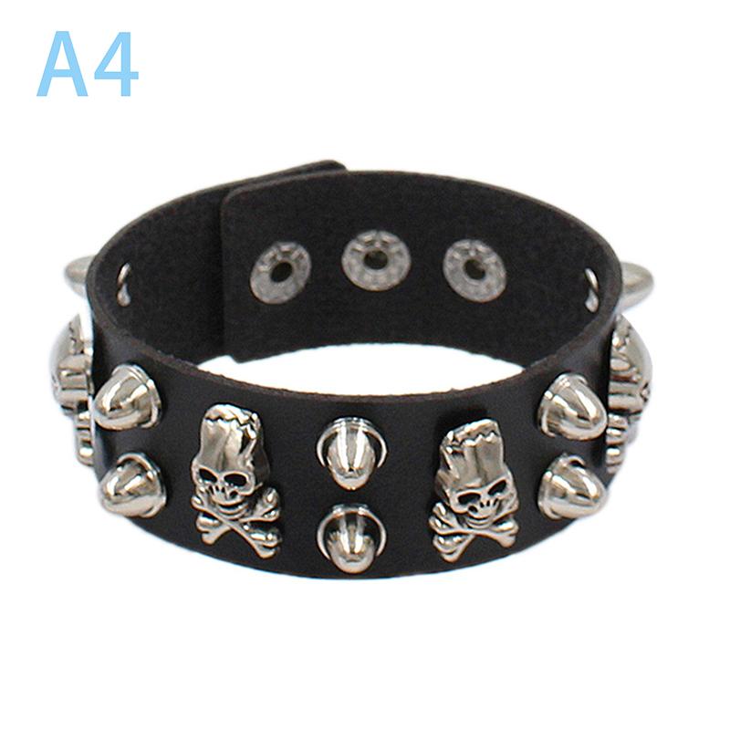 90S  Punk Style Bracelet Personality Pu Leather Three Rows Spikes Square Bracelets Bangle 2024 Party Jewelry Gift