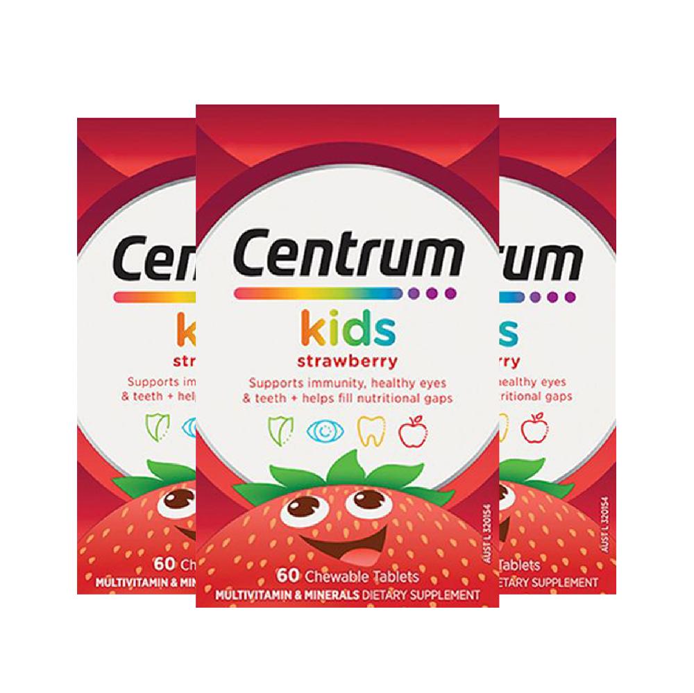 Centrum Kids Multi Vitamin 60 Strawberry Tablets 3ea