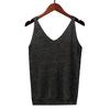 Top Estivi da Donna a Bretelle Scollo a V Senza Maniche Vestibilità Ampia Pullover Top Seta Lucida Brillante Tinta Unita Parte Inferiore Streetwear